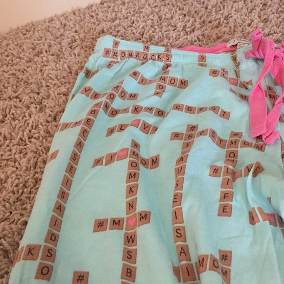 Blue/Pink crossword Pj Salvage pants - Picture 2 of 2